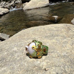 Sicilian gilded silver ring with Caltagirone ceramic  ring